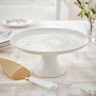 Small Footed Cake Plate White