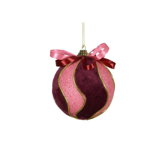 Burgandy & Pink Swirl Velvet Bauble