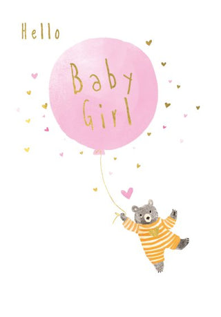 Hello Baby Girl Balloon Card