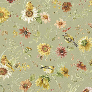 Late Summer Beauties Green Lunch Napkins