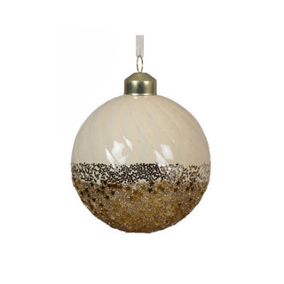 Wool White Star Dip Round Bauble