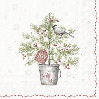 Christmas Tree Present Cream Lunch Napkins
