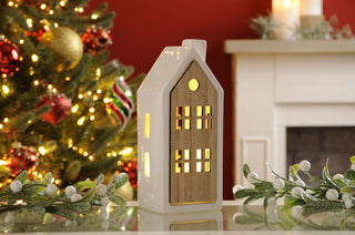 LED White House with Wooden Front Large