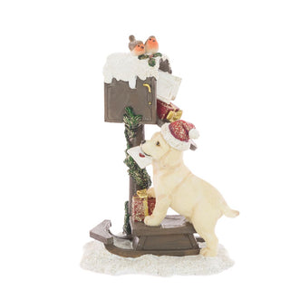 Resin Dog With Post Box Ornament