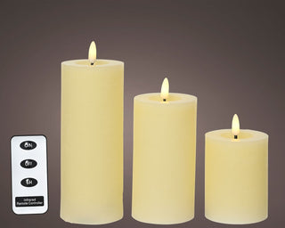 LED Cream Classic Candle Set with Remote (Set of 3)