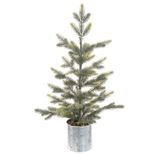 Glitter Pine Tree In Silver Tin Pot