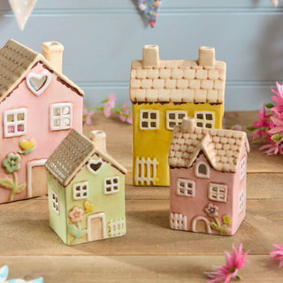 Ceramic Pink House Tea Light Holder Lrg