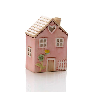 Ceramic Pink House Tea Light Holder Lrg