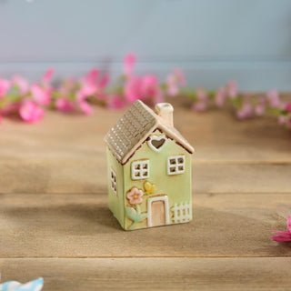 Ceramic Green House Tea Light Holder Sml