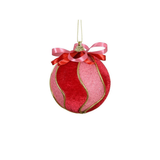 Christmas Red & Pink Swirl Velvet Bauble