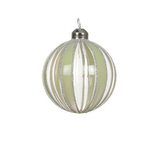 Pine Green Stripe Round Bauble