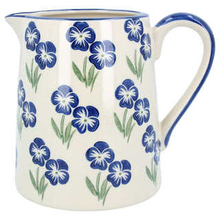Blue Violas Stoneware Pitcher