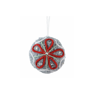 Ice Silver Wool Flower Bauble