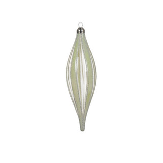 Pine Green Stripe Droplet Bauble