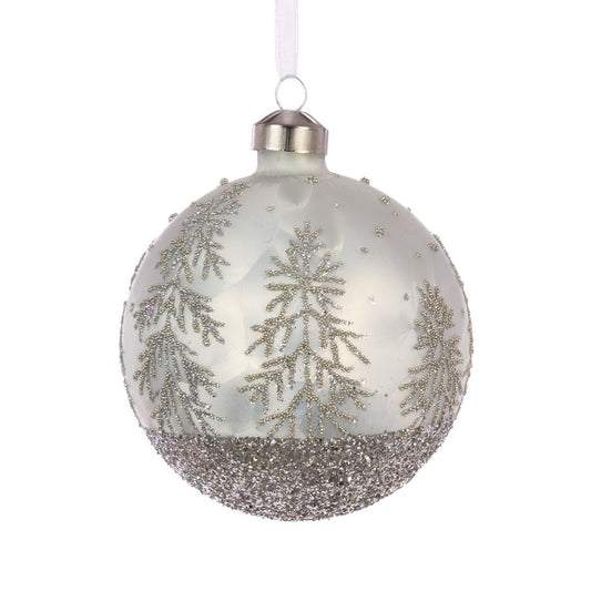 Glass Ulyana Bauble White 10cm