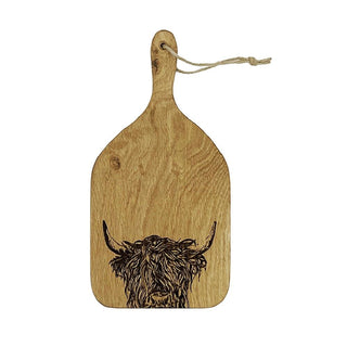 Highland Cow Oak Hanging Paddle - Small