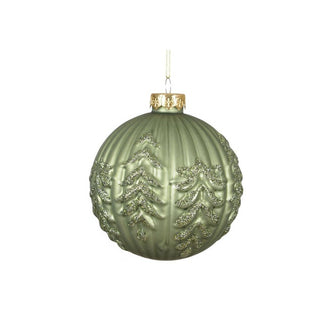 Matt Sage Green with Embossed Trees Bauble