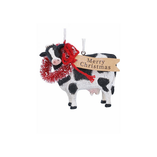 Cow with Wreath & Tag Tree Decoration