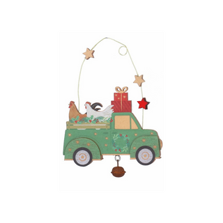 Hen in Truck Wooden Tree Decoration