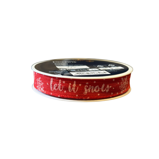 Christmas Let It Snow Red Ribbon 2m
