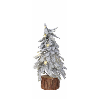 White Frosted Wooden Base Christmas Tree Lrg