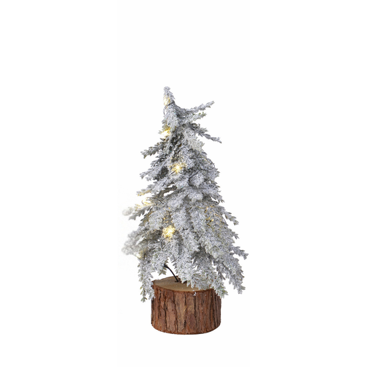 White Frosted Wooden Base Christmas Tree Lrg