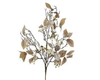 Gold Leaf & Wool White Berry Spray