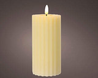 LED Cream Carved Candle with Melted Top 17.5cm