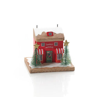 Santa's Workshop House Wood Block