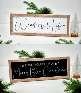 Christmas Reversible Wall Plaque Black & White