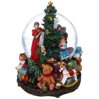 Family Christmas Tree Music Snow Globe
