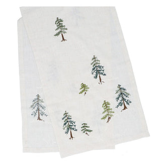 Embroidered Trees Fabric Table Runner