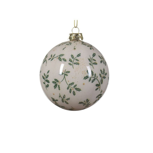 White Holly Branch & Gold Stars Bauble