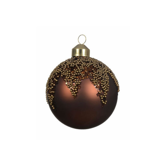 Matt Espresso with Gold Bead Top Bauble