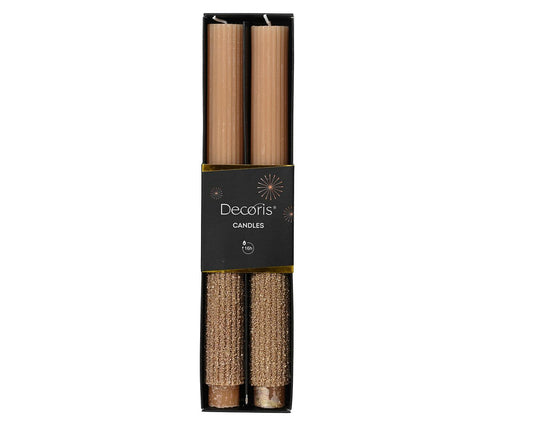 Copper with Glitter Dinner Candle Set