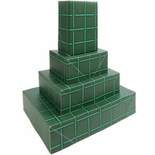 Grid Print Green Paper Boxes Set 4pce