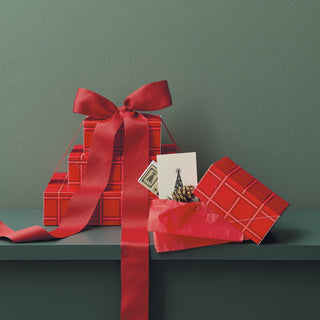 Grid Print Red Paper Boxes Set 4pce