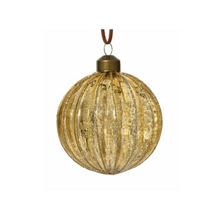 Ribbed Gold with Gold Stripe Bauble xx