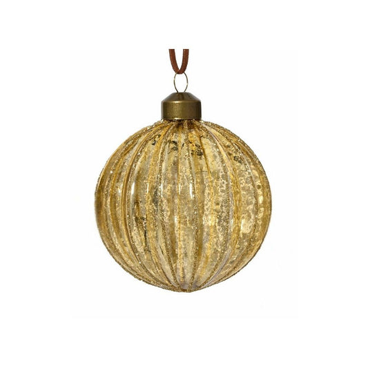 Ribbed Gold with Gold Stripe Bauble xx