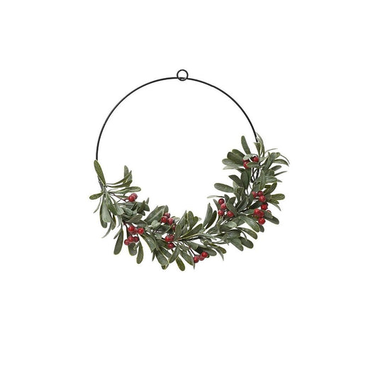 Red Berries Mistletoe Half Iron Wreath
