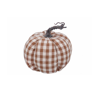 Brown Fabric Gingham Pumpkin Lrg