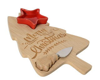 Merry Christmas Cheeseboard with Knife & Bowl