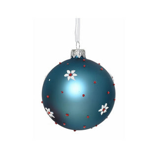 Folk Blue with Flowers & Spots Bauble