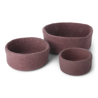 Felt Dusty Plum Bowls - Set of 3