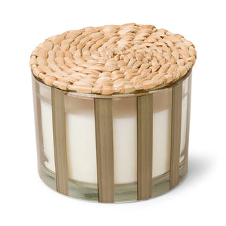 Al Fresco Striped Glass Candle 12 oz./340g - Taupe - Cotton & Teak