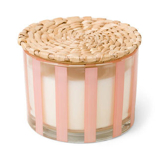 Al Fresco Striped Glass Candle 12 oz./340g - Peach - Pepper & Plum