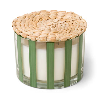 Al Fresco Striped Glass Candle 12 oz./340g - Green - Misted Lime