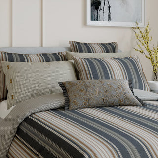 Oscar King Duvet Cover Set Charcoal & Tan