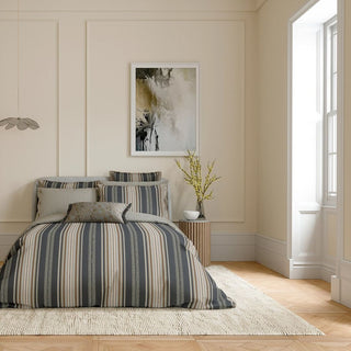 Oscar Double Duvet Cover Set Charcoal & Tan