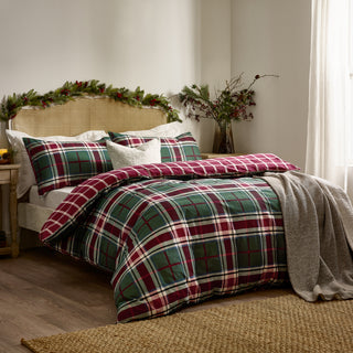 Braemar Check Super King Duvet Set Berry/Pine